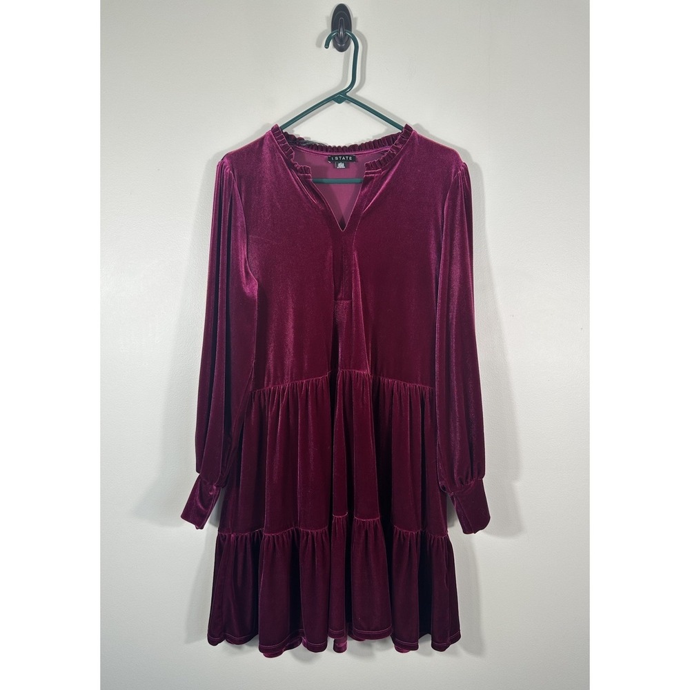 1 State Dress Womens Large Purple Pink Velvet Tiered Boho Whimsigoth‎ Fairy